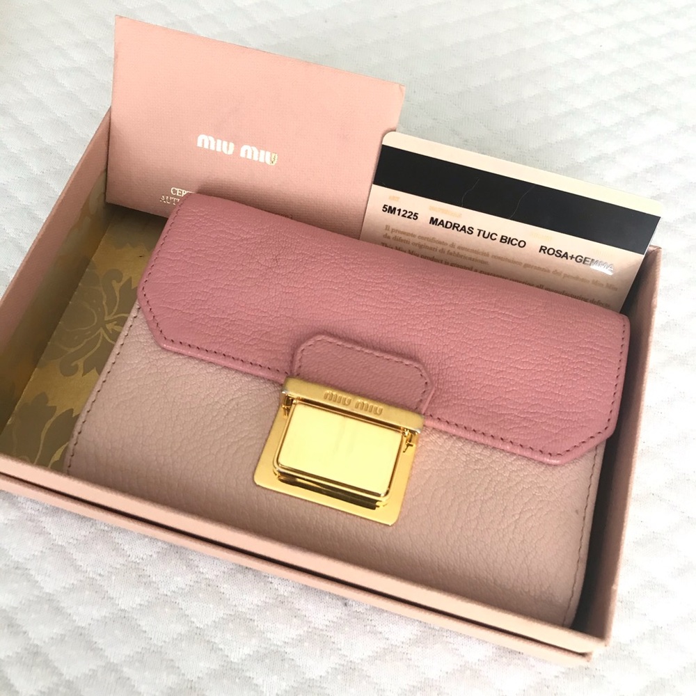 Miu Miu 2-Tones Madras Rose Pink Wallet